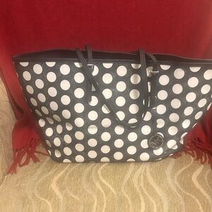 Michael Kors Black and White Polka Dot Tote